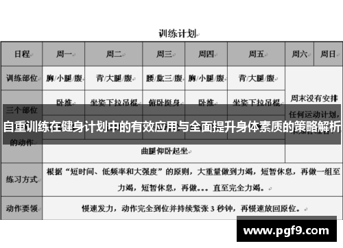 自重训练在健身计划中的有效应用与全面提升身体素质的策略解析